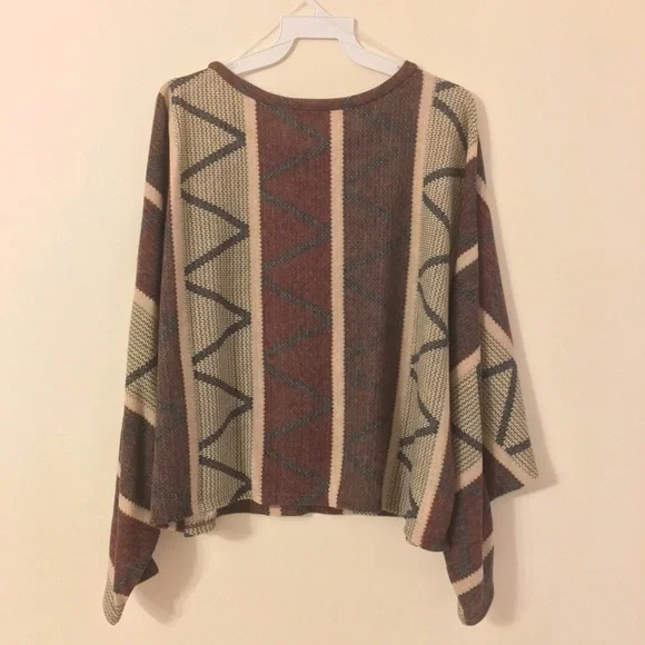 ⚡️ SALE Earthy Multi Printed Dolman Sleeve Top - Picture 5 of 6